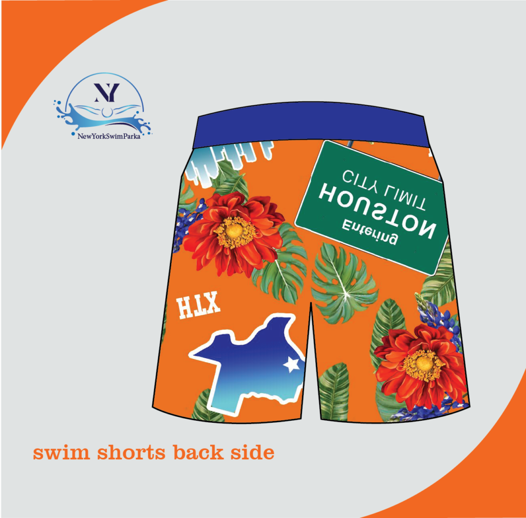 Orange Green and Blue Swim Shorts