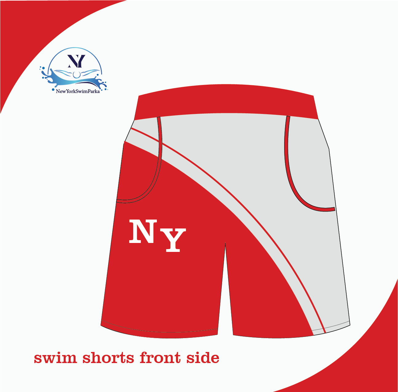 White and red Swim Shorts
